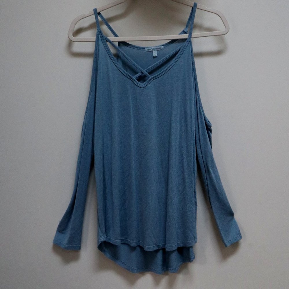 Womens Blue Off Shoulder Top